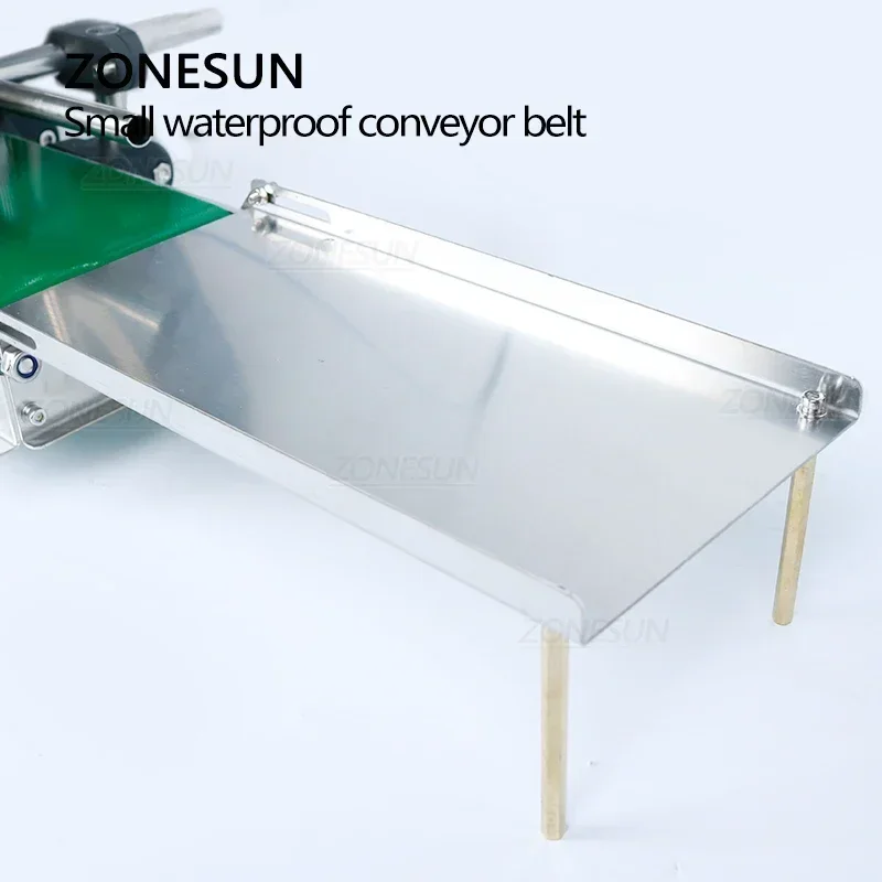 ZONESUN 1200mm Automatic Waterproof Conveyor Belt Fiber Optic Sensor Small Digital Control Belt For Liquid Filling Machine