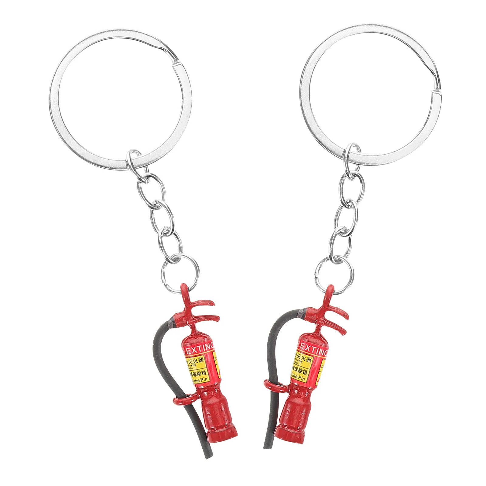 

2 Pcs Firefighter Gift Bag Decor Mini Football Helmets Keyring Pendant Car Extinguisher Rings Keychain Alloy Ornament