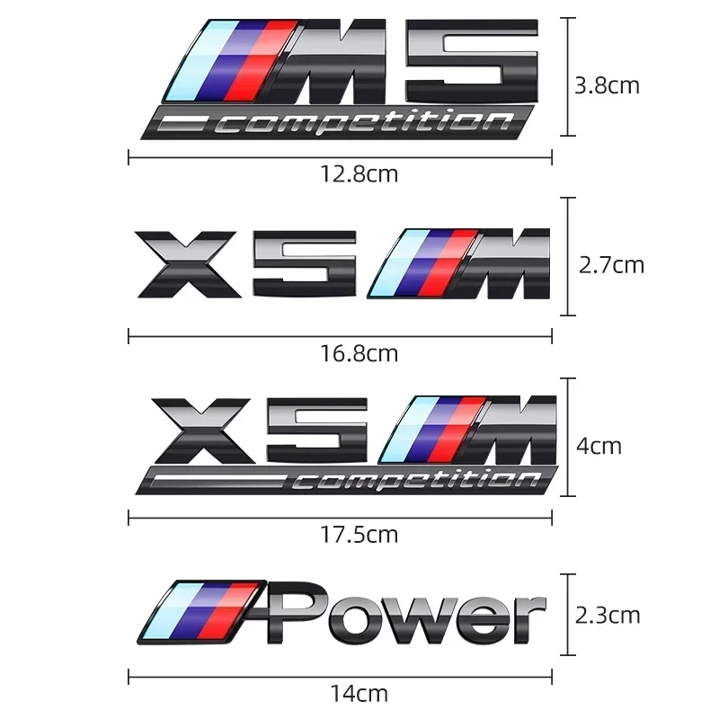 3D ABS Chrome Emblem Letters logo Car Trunk Badge Sticke for BMW M power Thunder Edition competition M1 M2 M3 M5 M7 X3M X5M X7M