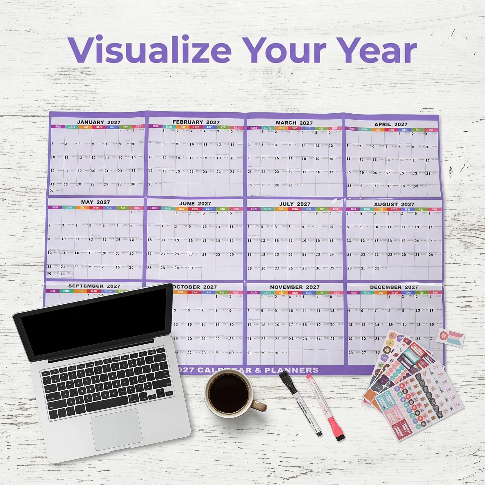 Dry Erase Wall Calendar Reversible Double Sided Erasable Month Yearly Planner Home Office Classroom Business