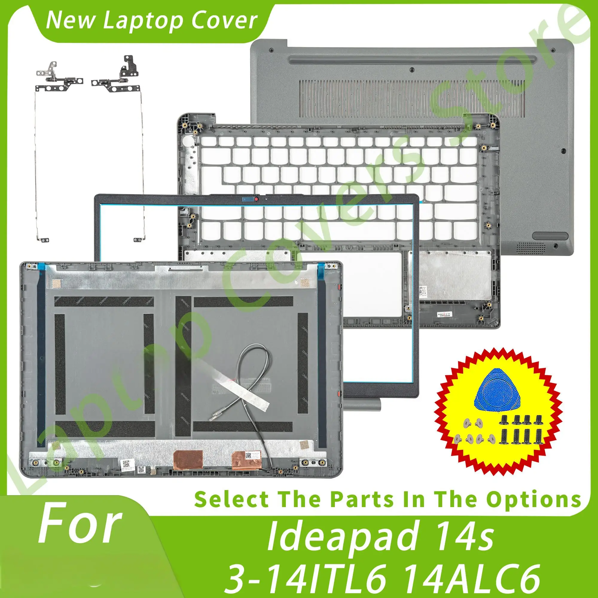 Parts For Ideapad 14s 3-14ITL6 14ALC6 2021 New LCD Back Cover Front Bezel Palmrest Bottom Case Hinges Notebook Replace