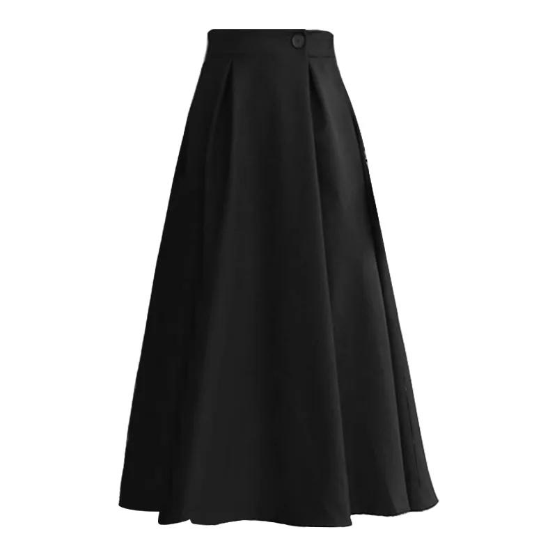 

2026 Spring/Autumn New High-Waisted A-Line Midi Skirt for Women - Flattering Swing Umbrella Skirt for Work & Casual Wear