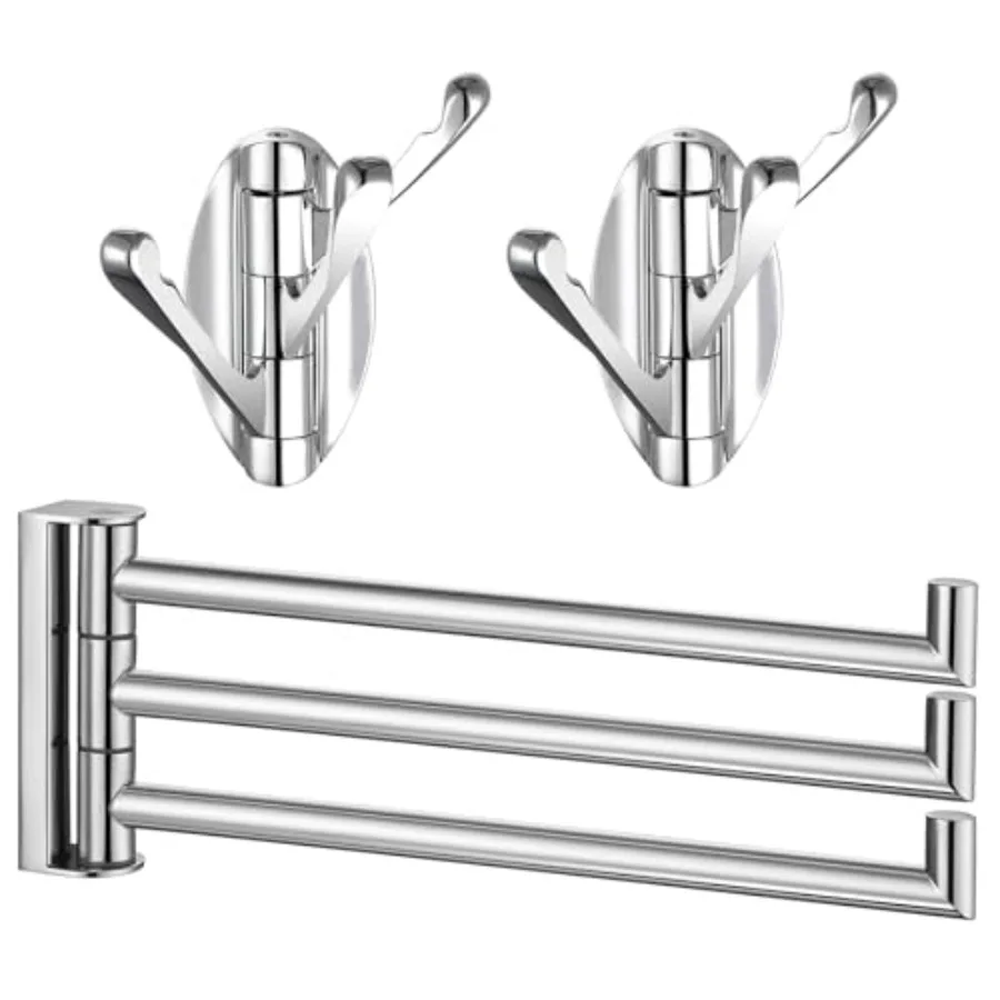

Набор из 2 складных крючков для халатов с поворотным держателем для полотенец, хромированные