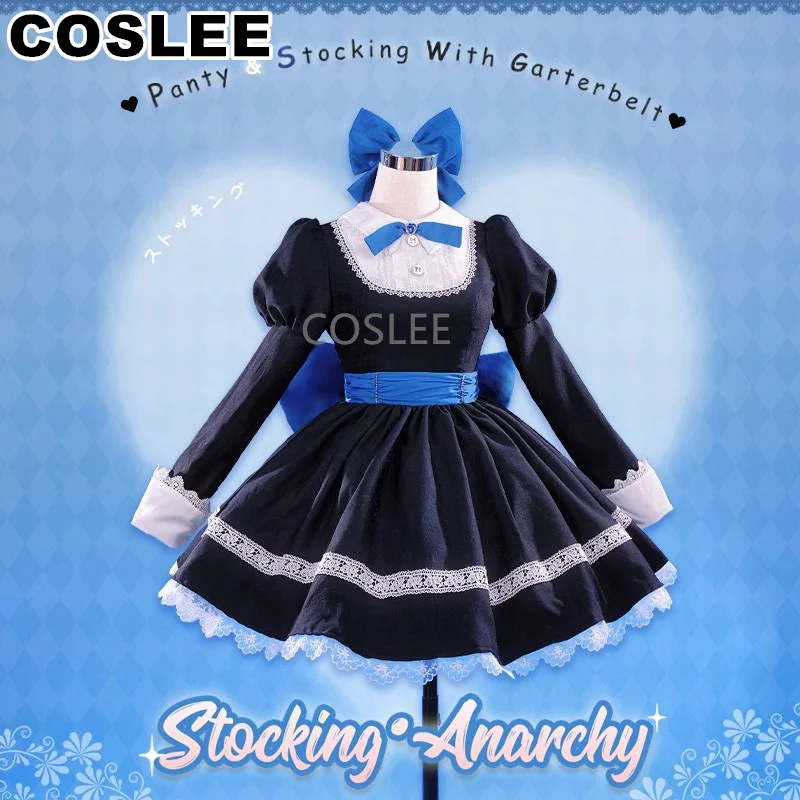 COSLEE Panty & Stocking With Garterbelt Stocking Anarchy Cosplay Costume Lovley Uniform Dress Halloween Party Women Clothing