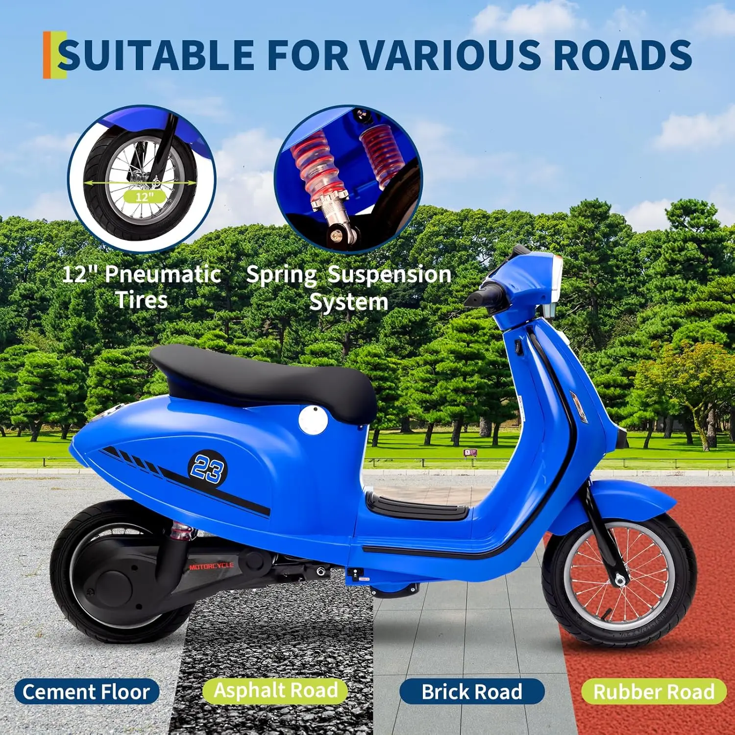 Scooter de moto électrique pour enfants 8-14, 24V 20AH, cyclomoteur avec lumières LED et moteur 350w, jouets pour enfants, moto