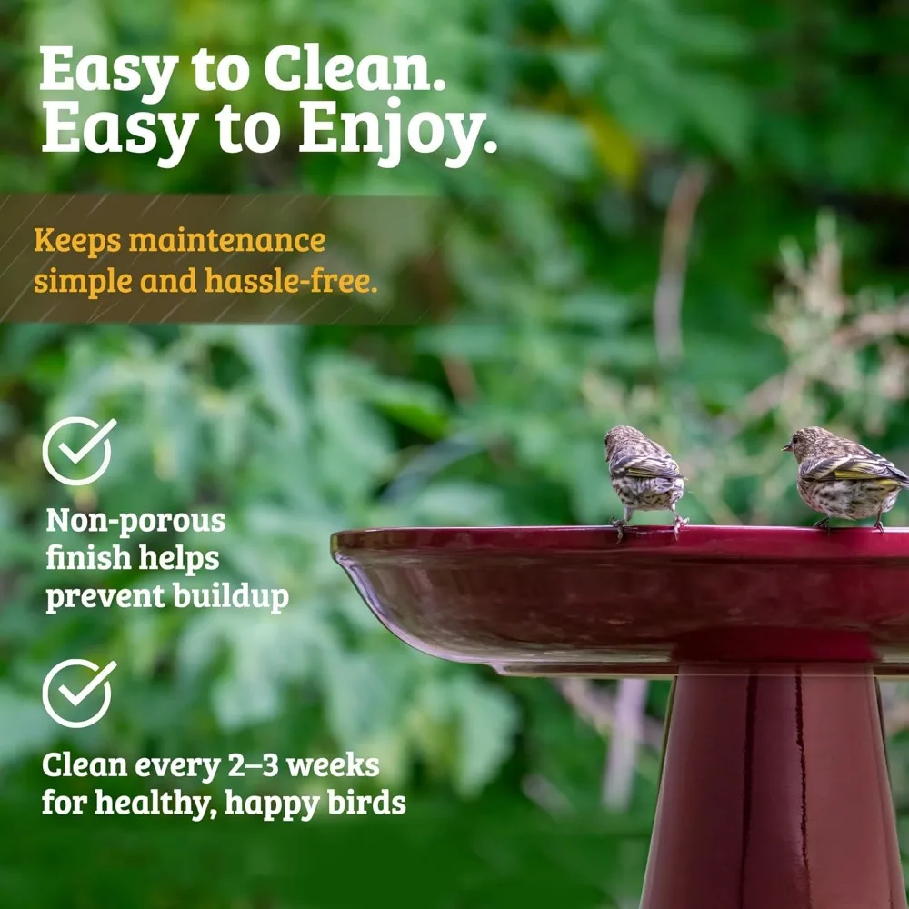 حمام الطيور من الخزف الحجري wdOhio، حمام الطيور بقاعدة، قفل ثابت، طين سيراميك مقاوم للطقس، لمسة نهائية مزججة #5