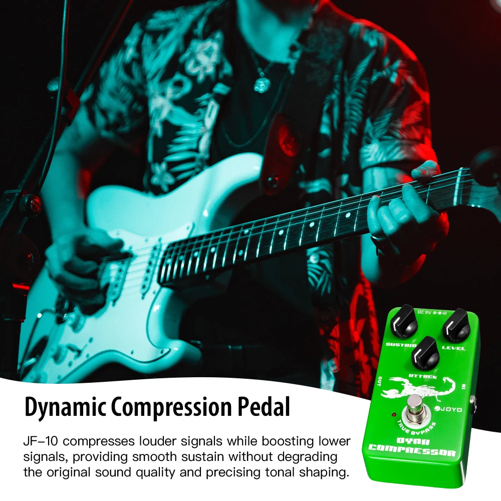 JOYO JF-10 Dynamic Compressor Guitar Effect Pedal Low Noise Classic Compressor Effect True Bypass Electric Guitar Bass Pedal