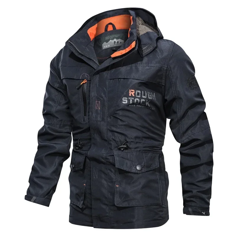 Veste Imperméable à Capuche pour Homme, Vêtement Décontracté, Multi-Poches, Coupe-vent Respirant