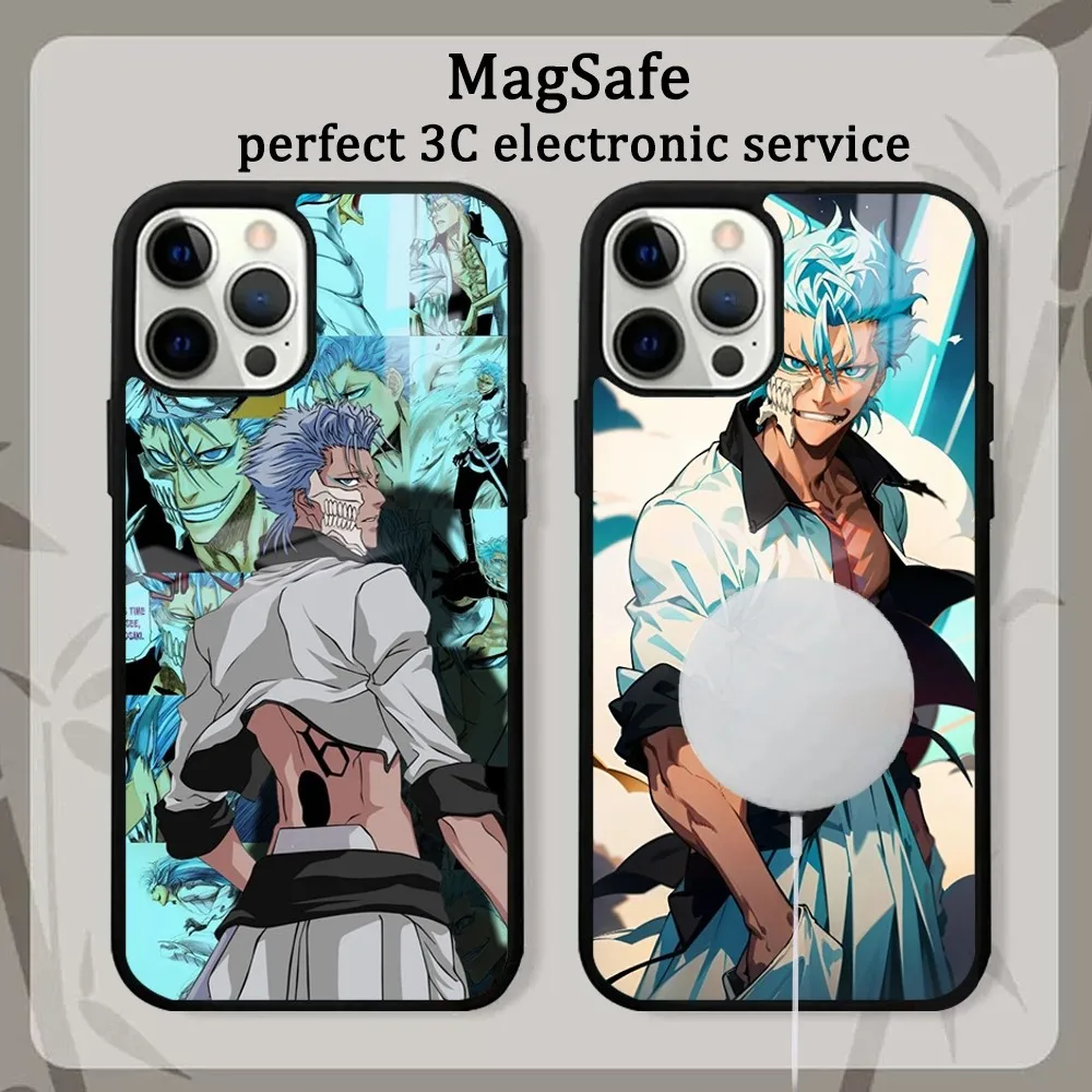 Anime G-Grimmjow J-Jaegerjaquez Phone Case Magsafe Phone Case For iPhone16 15 14 13 12 11 Pro Max Plus Mini Shockproof Mirror Wi