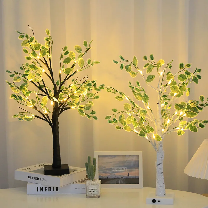 1pc 24LED simulation birch tree light holiday shaped tree light Christmas party scene decoration luminous tree