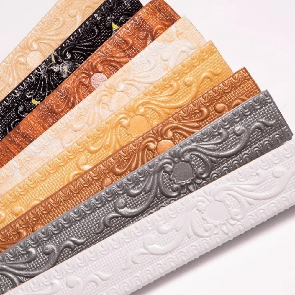 1 Roll Waterproof Ceiling Decoration Strip Self-Adhesive 3D Wall Trim Line Easy Installation Antifouling Skirting Wall Stickers