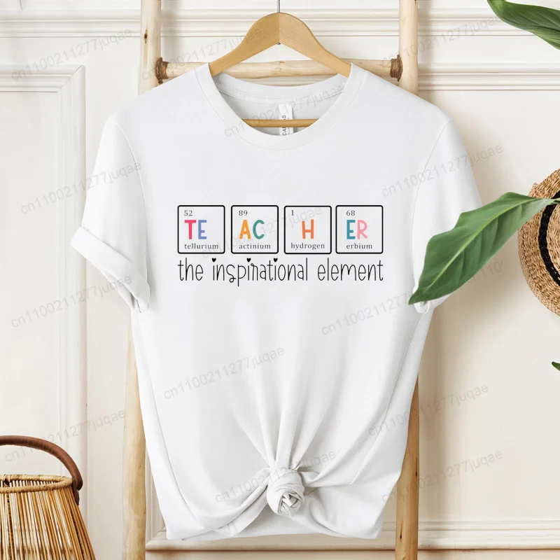 Teacher T Shirt Women Periodic Table Chemistry Graphic Tee Science Teacher Gift Casual Short Sleeve Top Back To School Tees