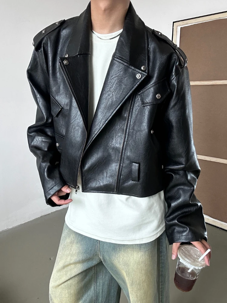 Autumn Jackets Stylish Moto Handsome Retro American Style Versatile Cropped Rivet Windproof Classic Workout Daily Solid Color