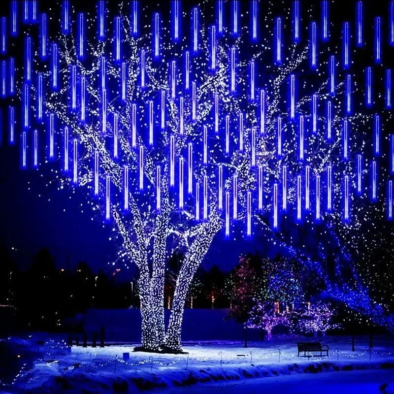 Guirnalda de luces LED para decoración navideña, tubos de lluvia de meteoritos, guirnalda de calle para Año Nuevo, boda, árbol de Navidad, 32/24/16/8