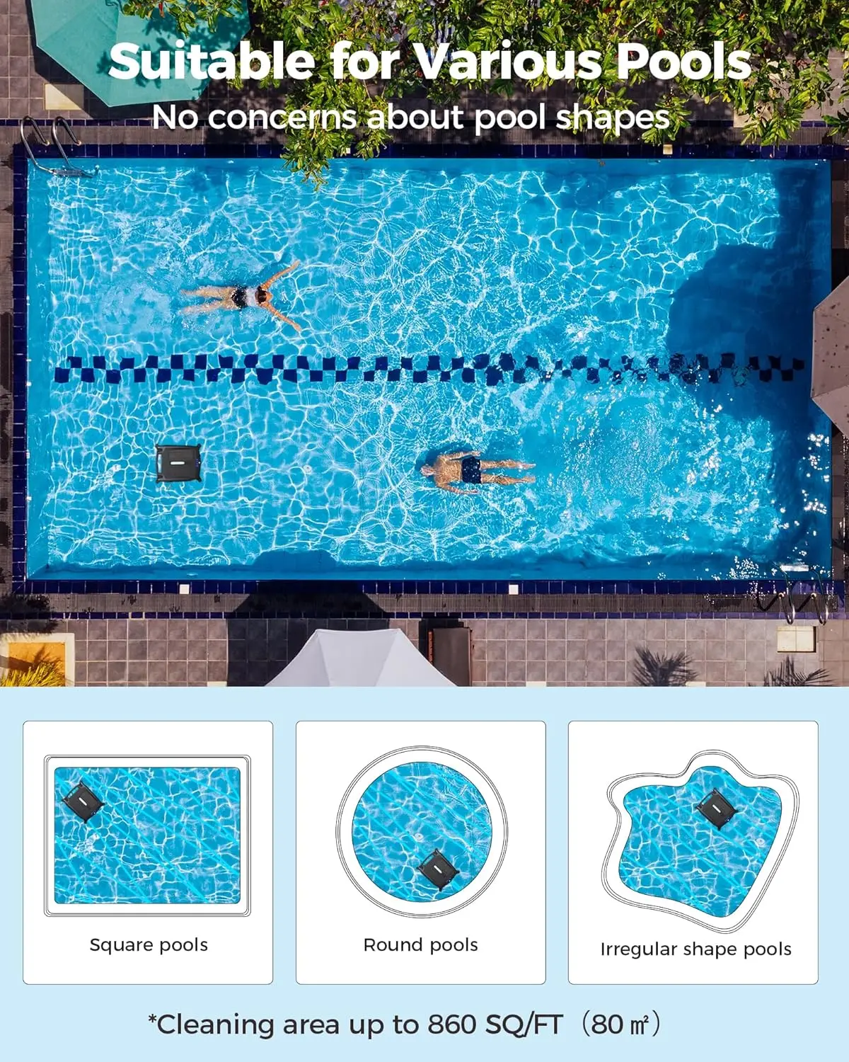 Piscina solar automática Skimmer Robot Cleaner, Net, Skimmer com cesta