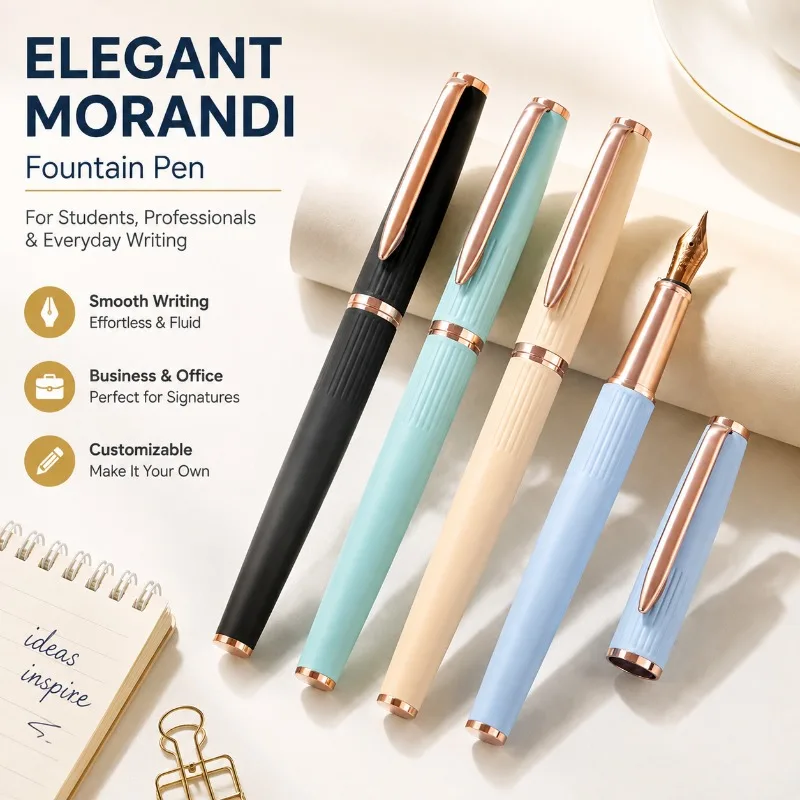 Elegant Morandi Fountain Pen for Students Adults, Smooth Writing Calligraphy Pen, Business Office Signature Pen, Customizable