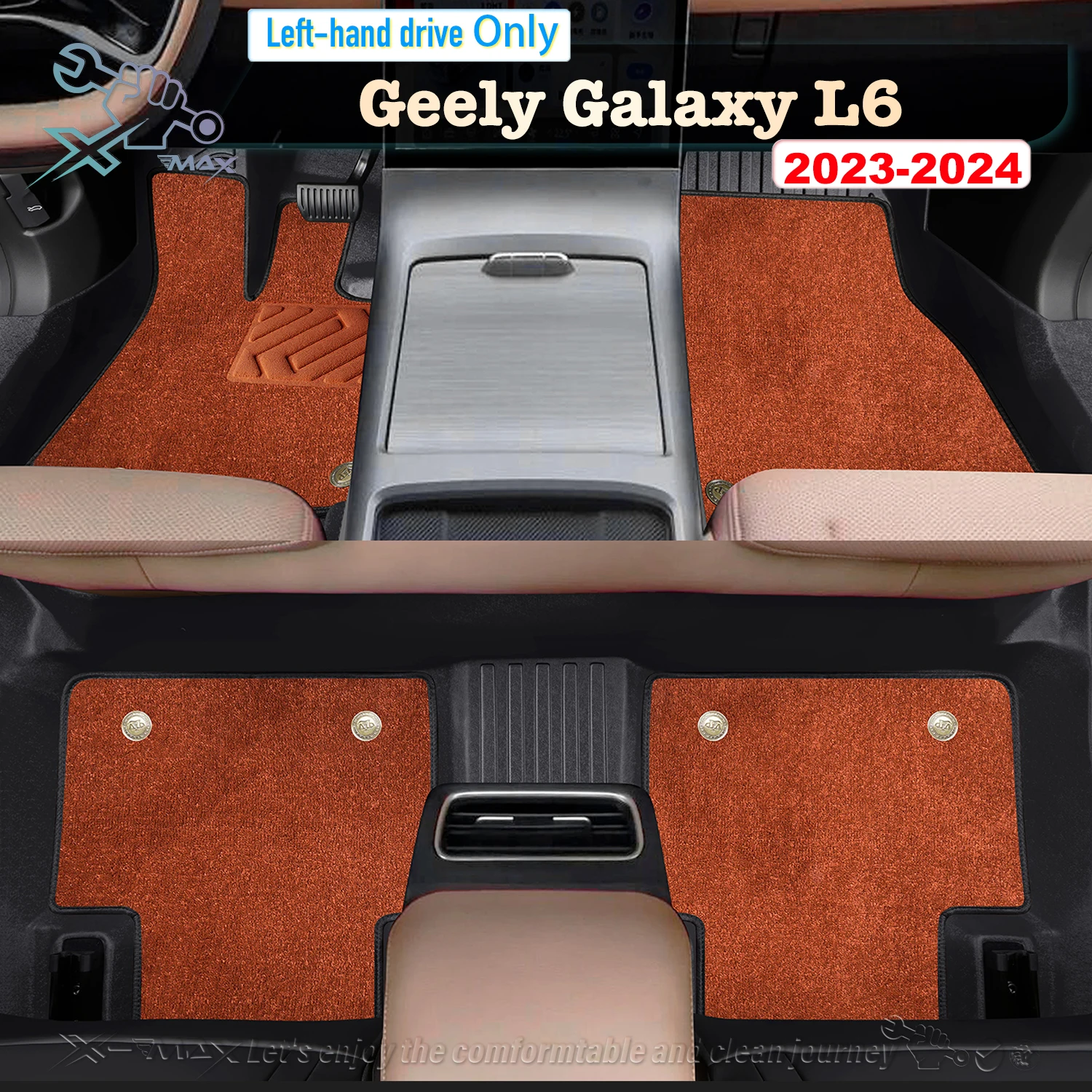 

Автомобильный напольный коврик с левым рулем для Geely Galaxy L6 2023-2024, полноразмерный коврик для ног, автомобильный напольный коврик, напольный коврик, водонепроницаемый