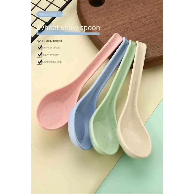 1PC Wheat Straw Soup Spoon Kids Soup Spoon Portable Tableware Eco Friendly Flatware Kitchen Tool