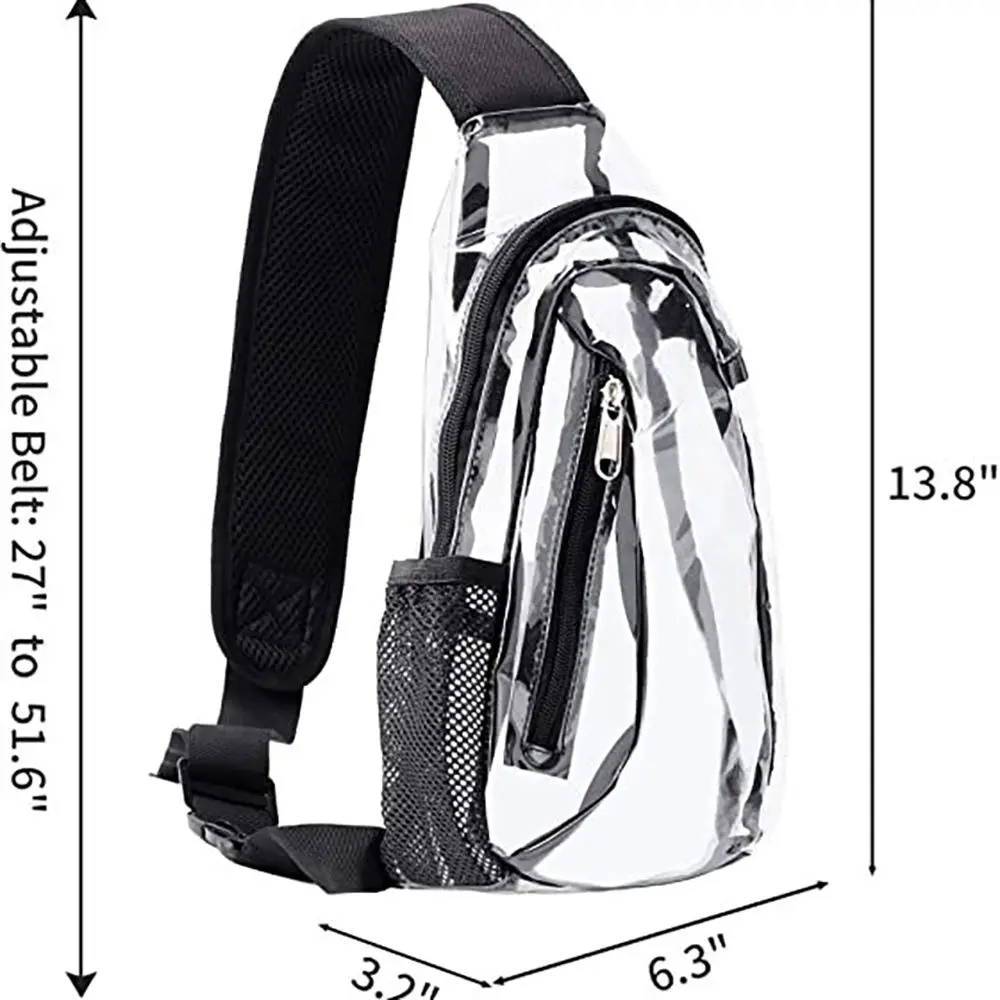 Clear PVC Sling Bag Transparent Stadium Shoulder Crossbody Backpack Men Women