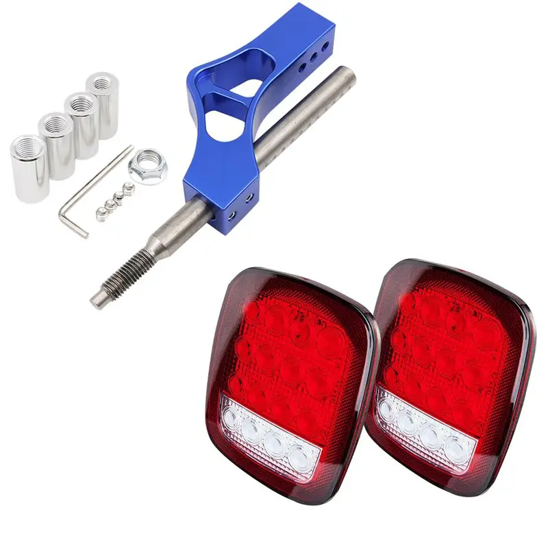 

Car Aluminum Shift Knob Expansion Lever Extender Gear Shifter Blue With LED Tail Light Rear Light Brake Reverse