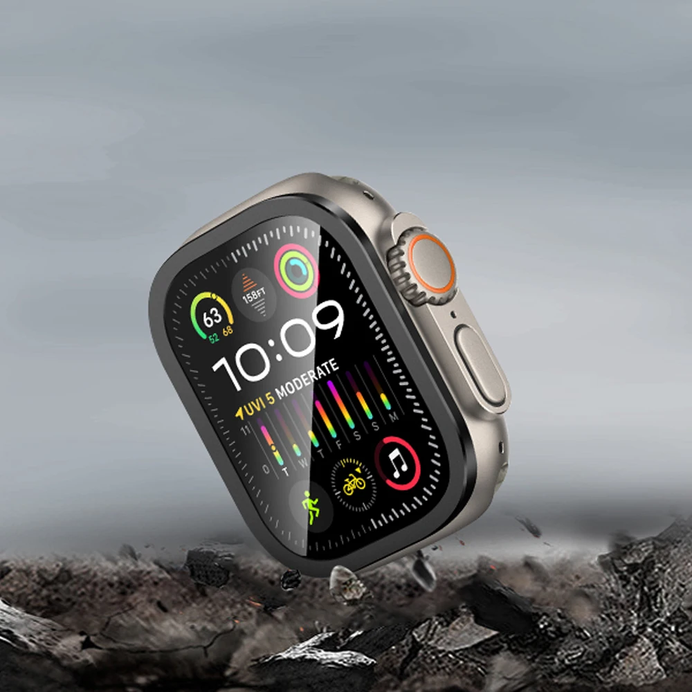 Защитный экран для Apple Watch Ultra 49 мм, аксессуары, рамка из титанового сплава + HD закаленное стекло, защитный чехол для iWatch ultra 2