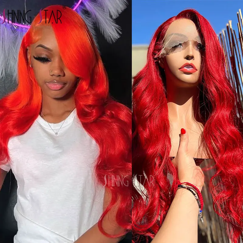 

Red 13X6 Hd Lace Frontal Human Hair Wig Body Wave Straight Red 13X4 Lace Front Human Hair Wigs For Women 99J Colored 180 Density