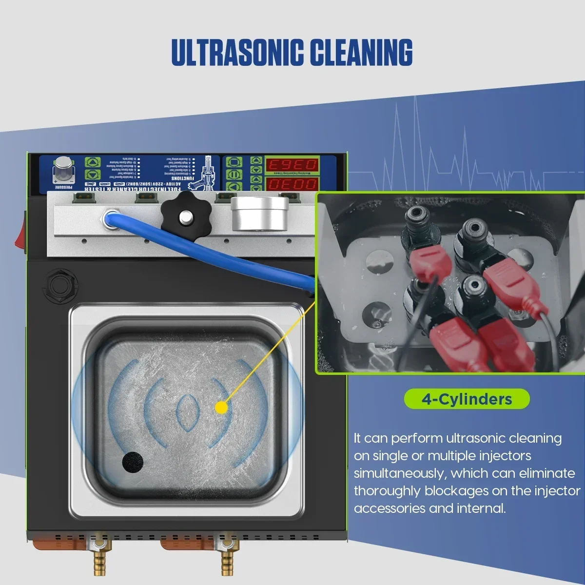 MR CARTOOL V308 Car Fuel Injector Cleaner & Tester 4 Cylinders Cleaning Fluid Heating Ultrasonic Nozzle Cleaning Machine For Car