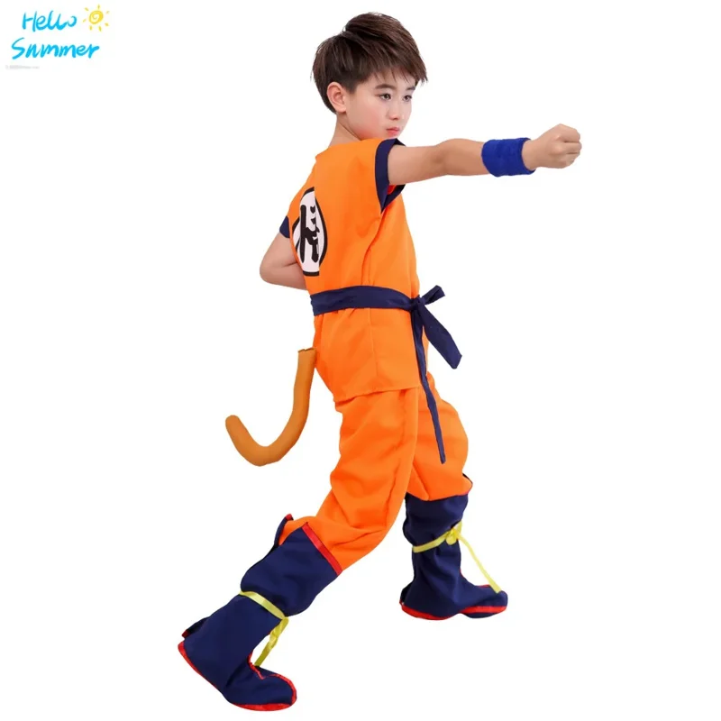 2025 Nuovi abiti per adulti per bambini di Halloween Son Goku Cosplay Anime Supereroi Tuta Costume per capelli neri Dress Up ★ ☆ ★
