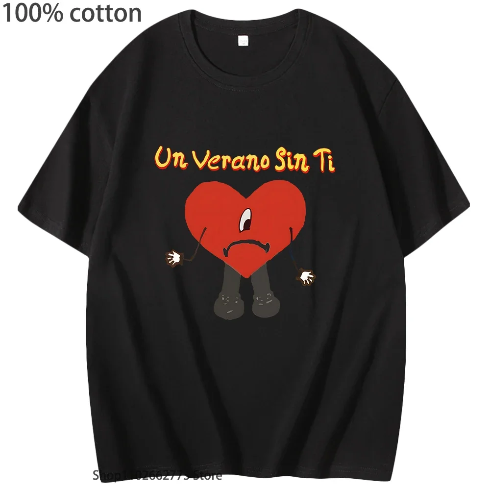 Koszulki damskie z krótkim rękawem Bad Bunny Un Verano Sin Ti Album, urocza modna letnia koszulka, 100% bawełna, okrągły dekolt, koszulka damska męska