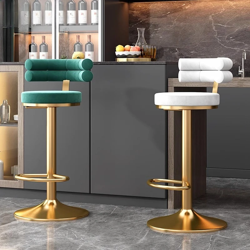 Modern Designer Bar Stool Swivel Adjustable Height Counter Stool Home Bar/Kitchen Stool Non-Slip Base & Industrial Metal Frame