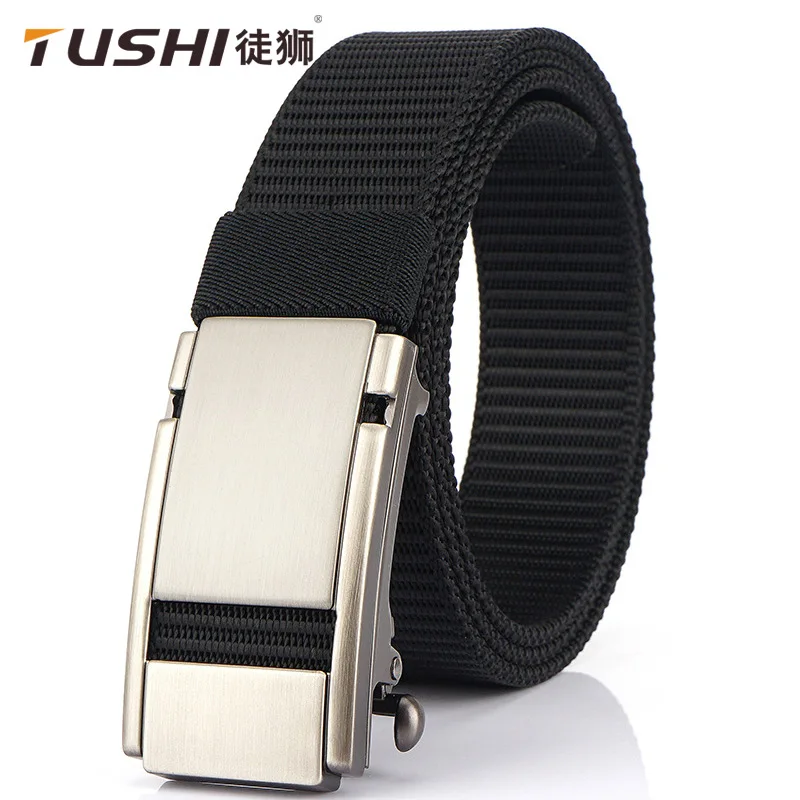 New model toothless automatic buckle nylon canvas belt for outdoor casual breathable waistband, customizable