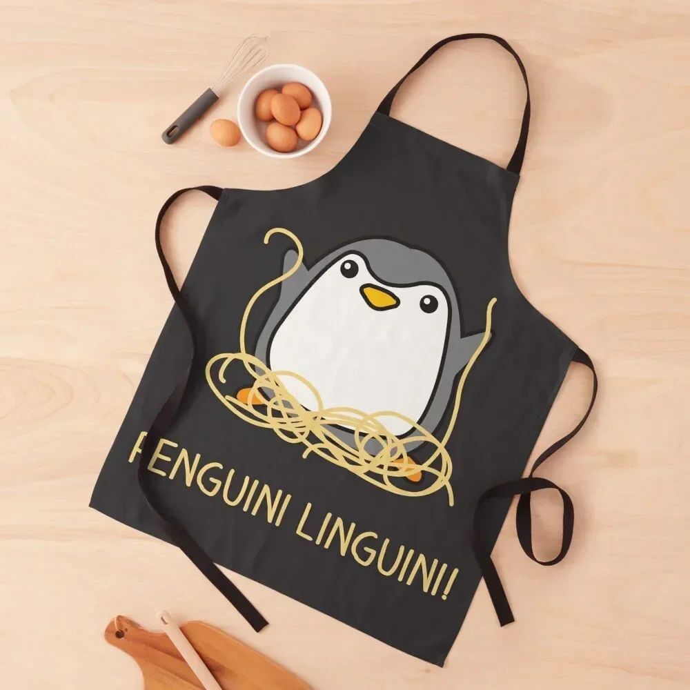 Penguini Linguini, Spaghetti, Pasta penguin Apron Funny barber uniform with personal logo Apron