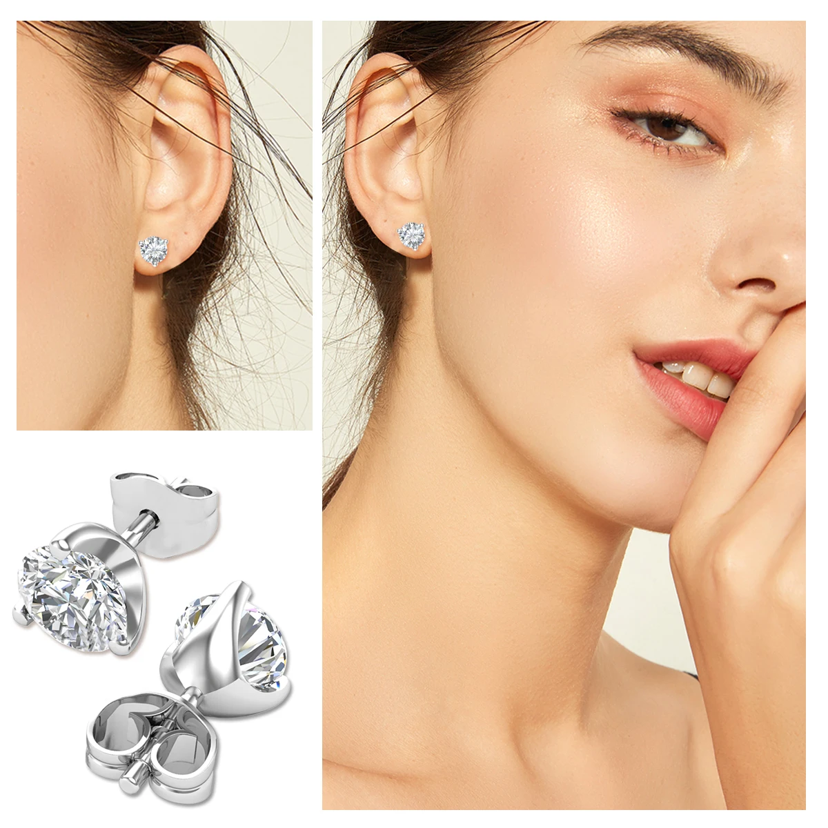 

Trendy 925 Sterling Silver Stud Earrings 0.3/0.5/0.8CT Moissanite D Color Diamond Test Passed for Men Women Daily Jewelry Gifts