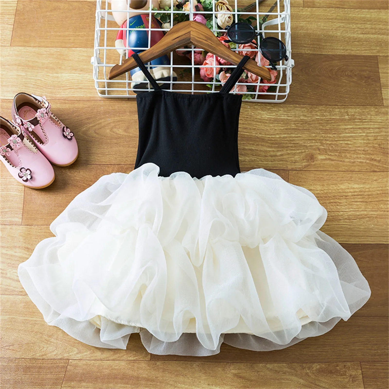 Summer Layers Cake Dress For Girls Ruffy Sleeveless Tulle Tutu Dress 2-8T Kids Girl Ceremory Birthday Party Dress Ball Gowns