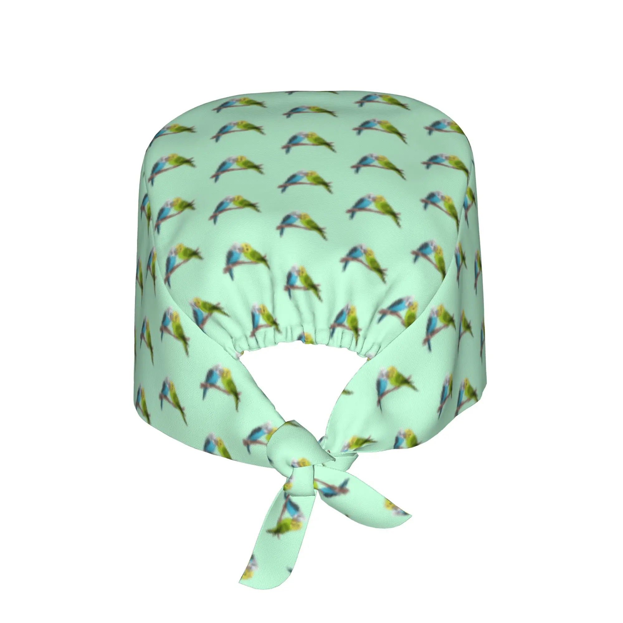 Cute Budgie Birds Scrubs Cap Surgical Hats Men Women Parrot Bird Operating Room Cap Nursing Cap Lab Works Hat