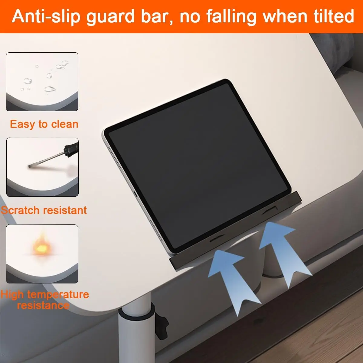 سرير فوق السرير بعجلات، طاولة كمبيوتر محمول قابلة لتعديل الارتفاع مع رف، مكتب منزلي محمول، مكتب كمبيوتر محمول محمول C