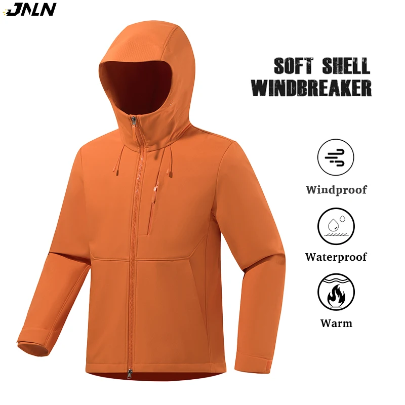 JNLN Men's Women's Waterproof Soft-Shell Jacket Inner Fleece Warm Windbreaker Unisex Hiking Climbing Trekking Outdoor Raincoat