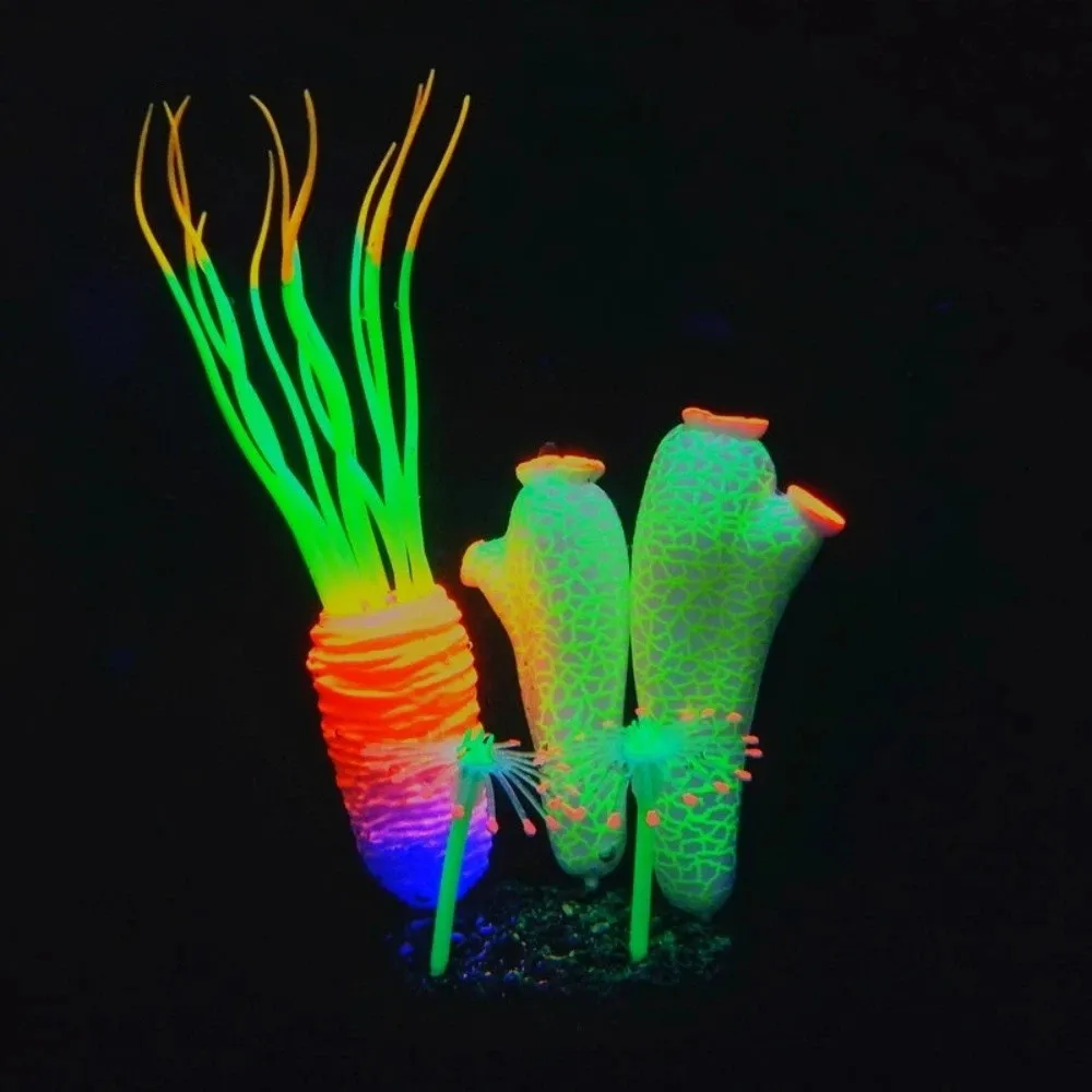 

Luminous Simulated Sea Squirt Silicone Realistic Artificial Mushroom Ornament Lifelike Colorful Simulation Coral Fish Tank