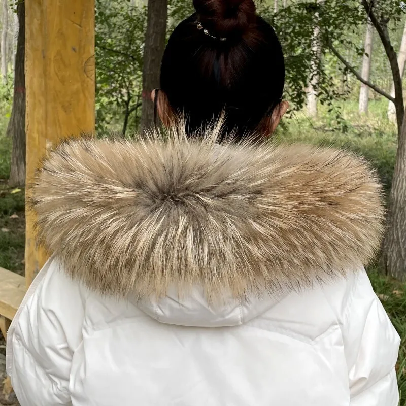 

Real Raccoon Fur Collar For Women Coat Fur Scarves Collar Natural Fur Neck Scarf Luxury Fur Shawl Thick Warm Decor Fur Collar