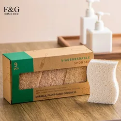 18pcs S Style Dish Washing Sponge Natural Sisal Wood Pulp Cotton Natural Microfiber Sponge Kitchen Magic Sponge Eco Friendly