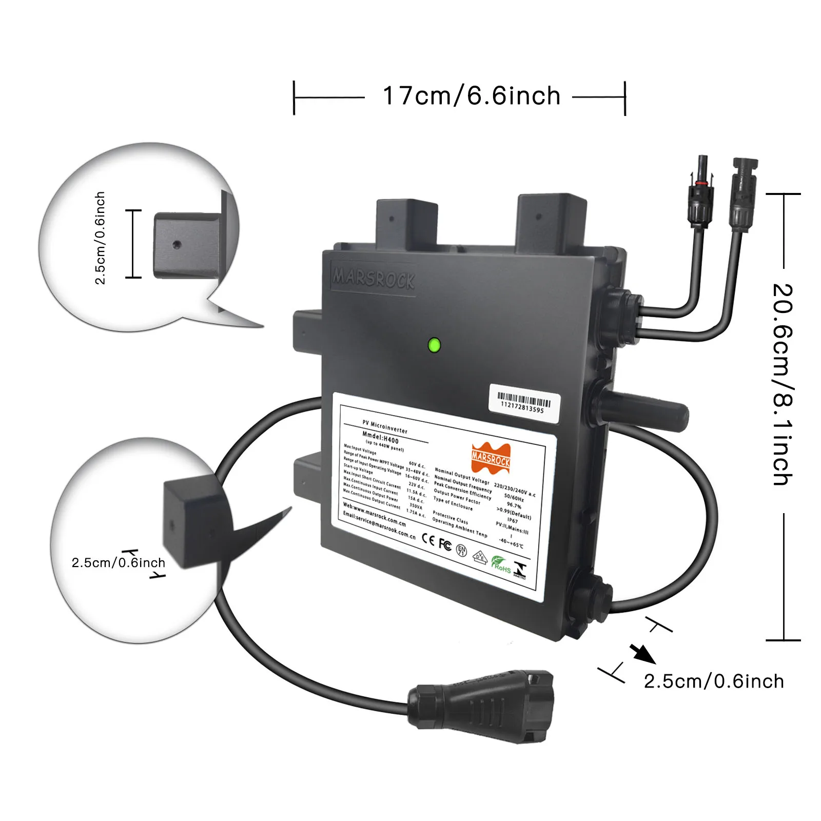 400W 22-60VDC 230VAC   Solar Inverter, With Smart WiFil,  Portable Inverter, Suitable For Solar Panels