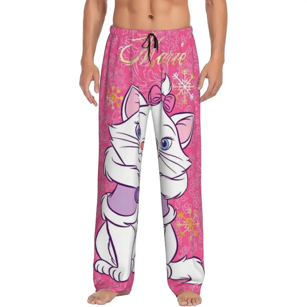 

Men's Cartoon Aristocats Animation Marie Cat Pajama Pants Custom Print Sleep Sleepwear Bottoms with Pockets