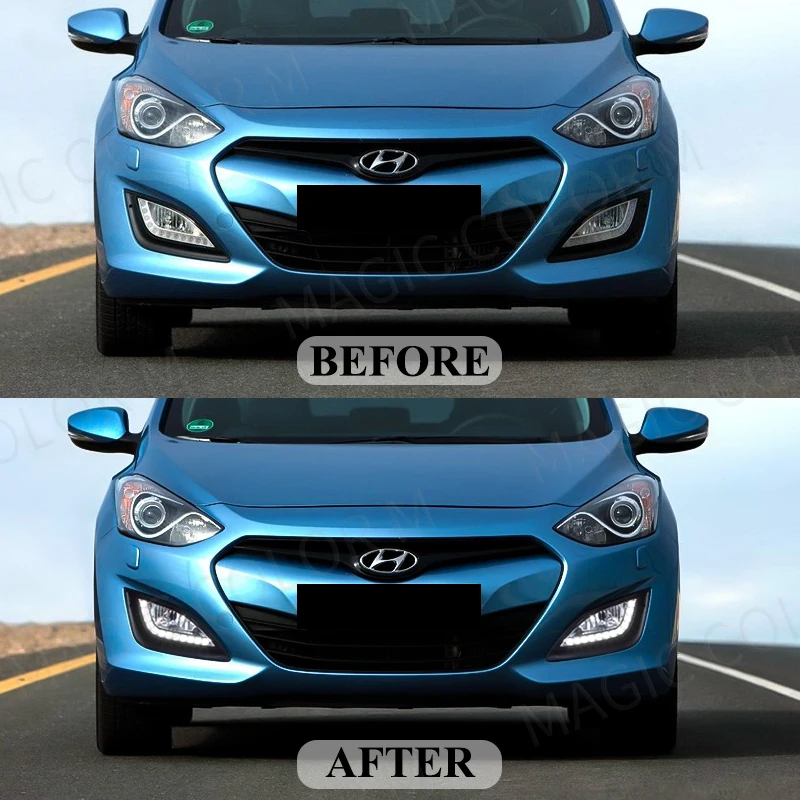 LED DRL luzes diurnas, pára-choques dianteiro do carro, lâmpada de nevoeiro, acessórios, Hyundai Elantra GT I30, 2012, 2013, 2014, 2015, 2016, 12V