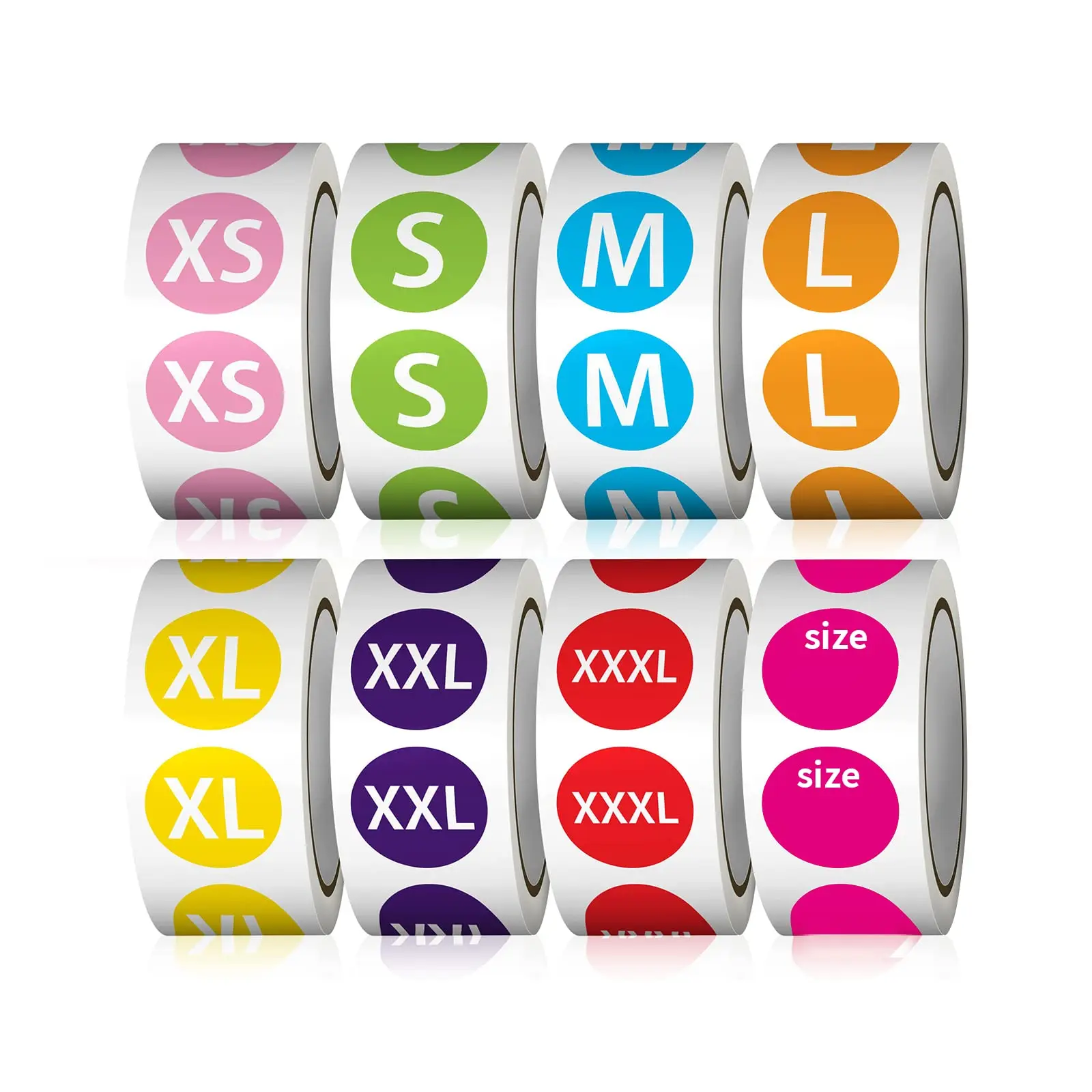2400 Pcs Clothing Size Sticker Labels, Colorful Round Self Adhesive Clothing Size Stickers .