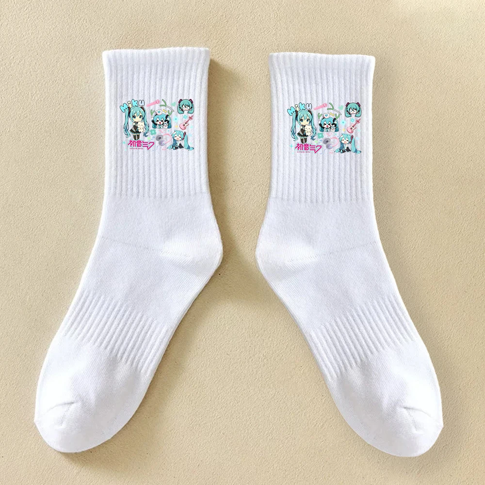 New cute Long Socks Woman Man Breathable Hatsunes Mikued  Sock Male Female Kawaii Sock Combed Cotton Fashion Spring Autumn Socks