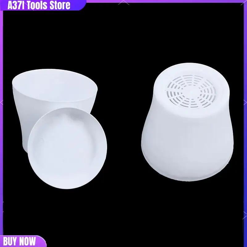 

2 шт. пластиковый цветочный горшок с блюдцем, круглый глянцевый домашний садовый декор, белый верхний калибр - 10 см / 3,94 дюйма и 1