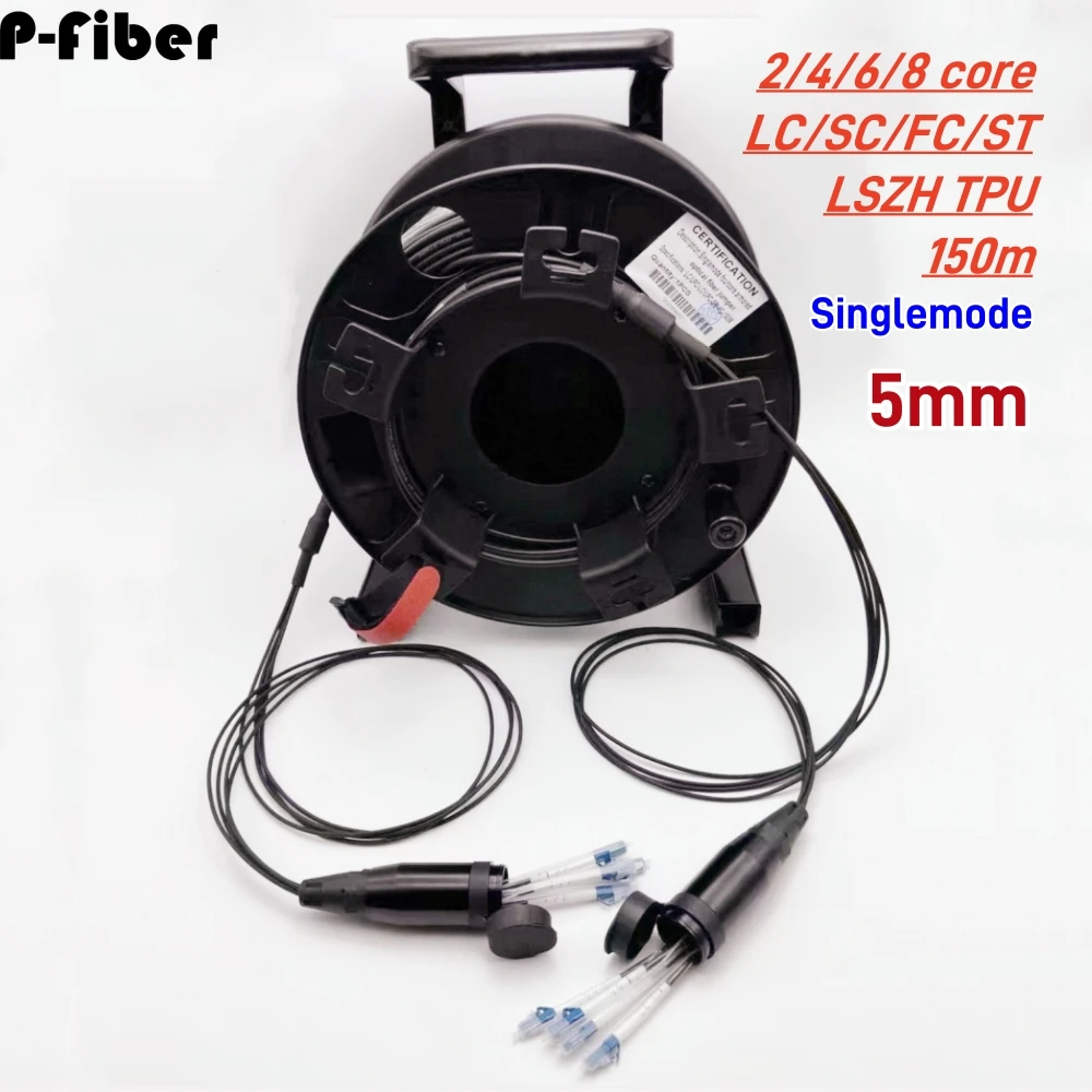 

outdoor patchcord armored 150m 2/4/6/8 core with PCD310 reel LC SC FC APC SM TPU DVI waterproof singlemode fiber optic jumper