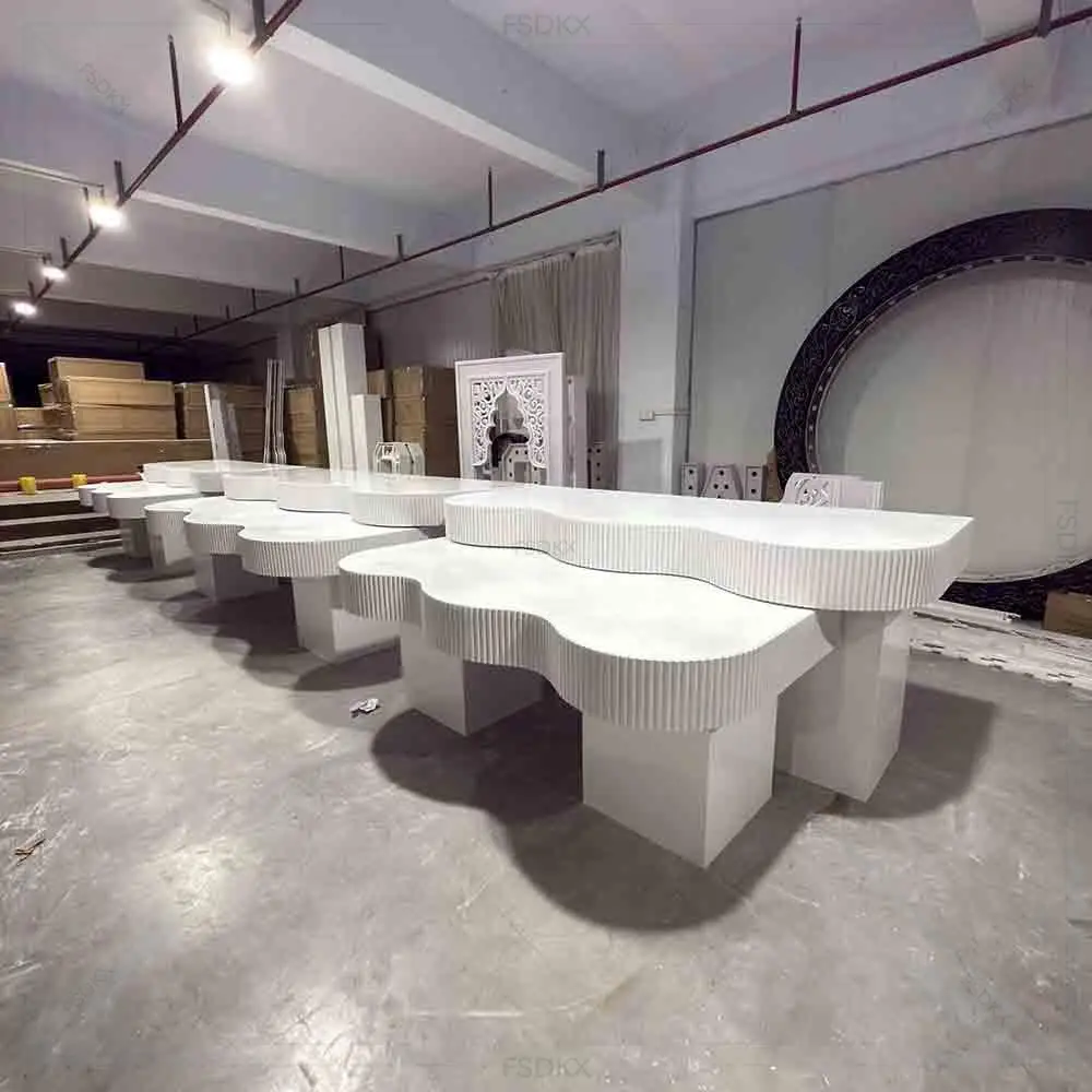 Modern New Design Event Bridal Wedding White Wave Tables For Event Decoration
