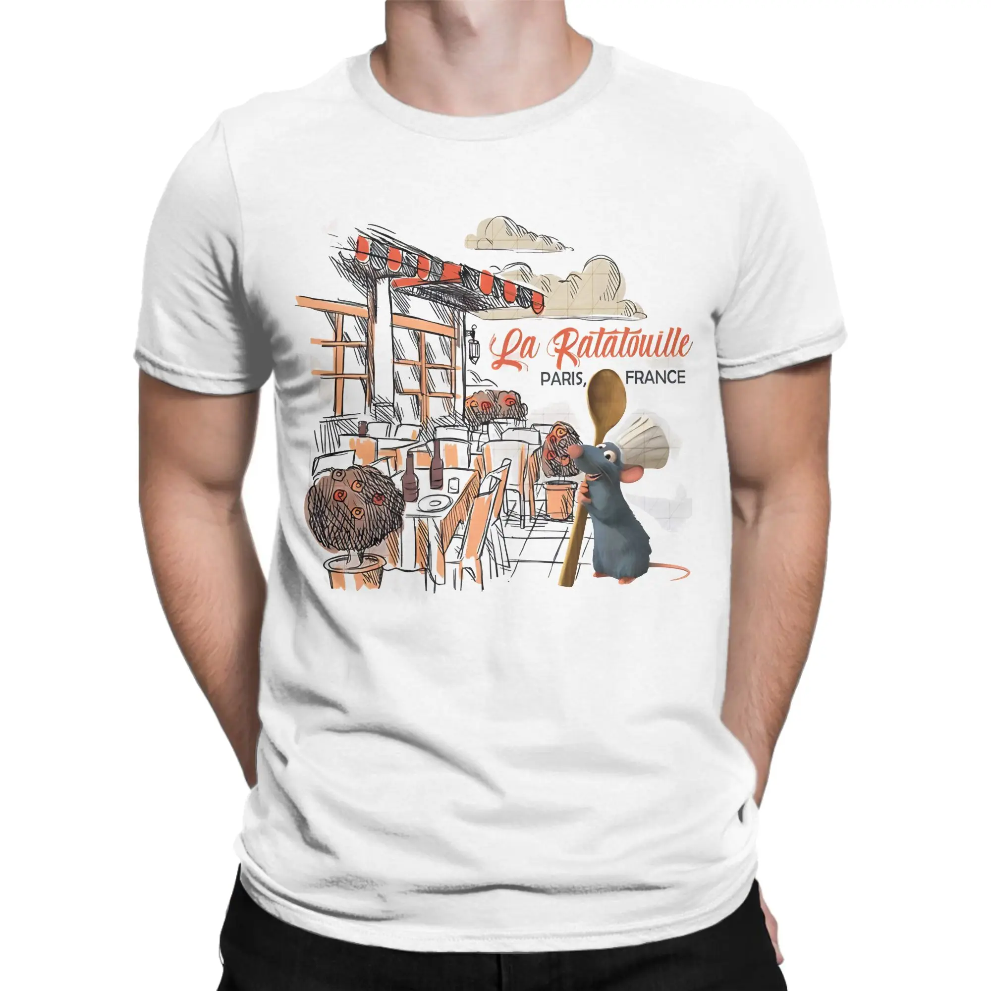 Ratatouille T-Shirts Men  Fashion Pure Cotton Tee Shirt Crew Neck Short Sleeve T Shirts New Arrival Clothes