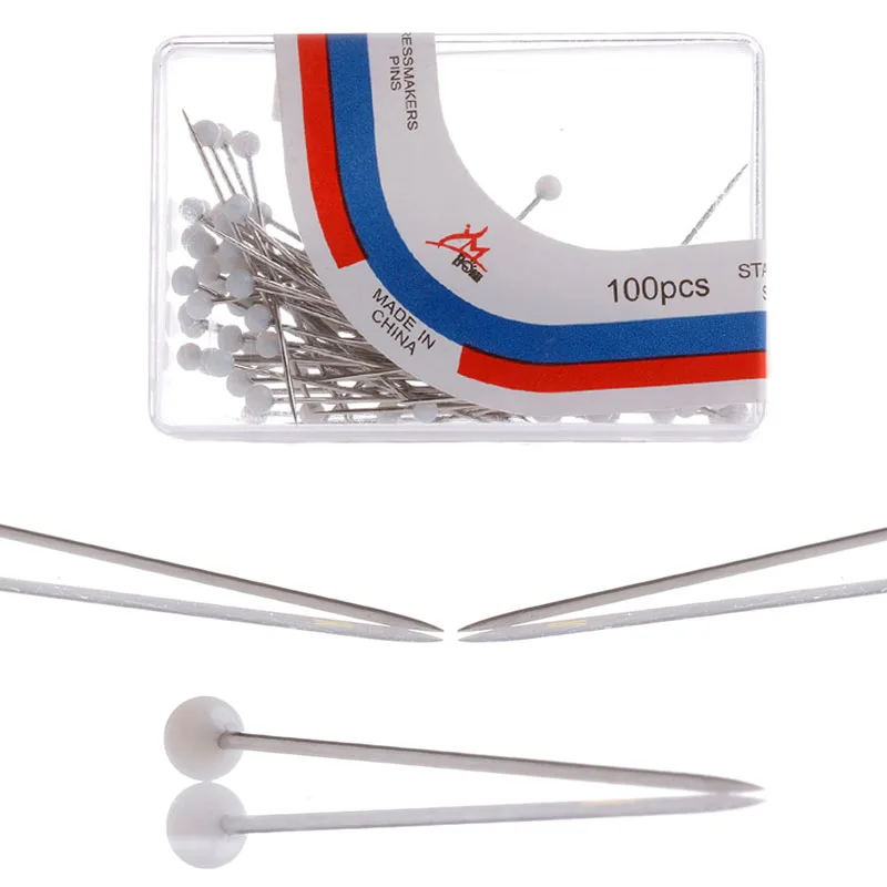 F92B 100pcs Жемчужные раунд для головных штифтов шить корсаж прямой Diy Descaking Decor C C